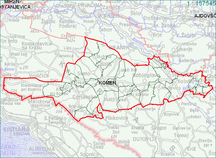 Občina Komen Komen - zemljevid