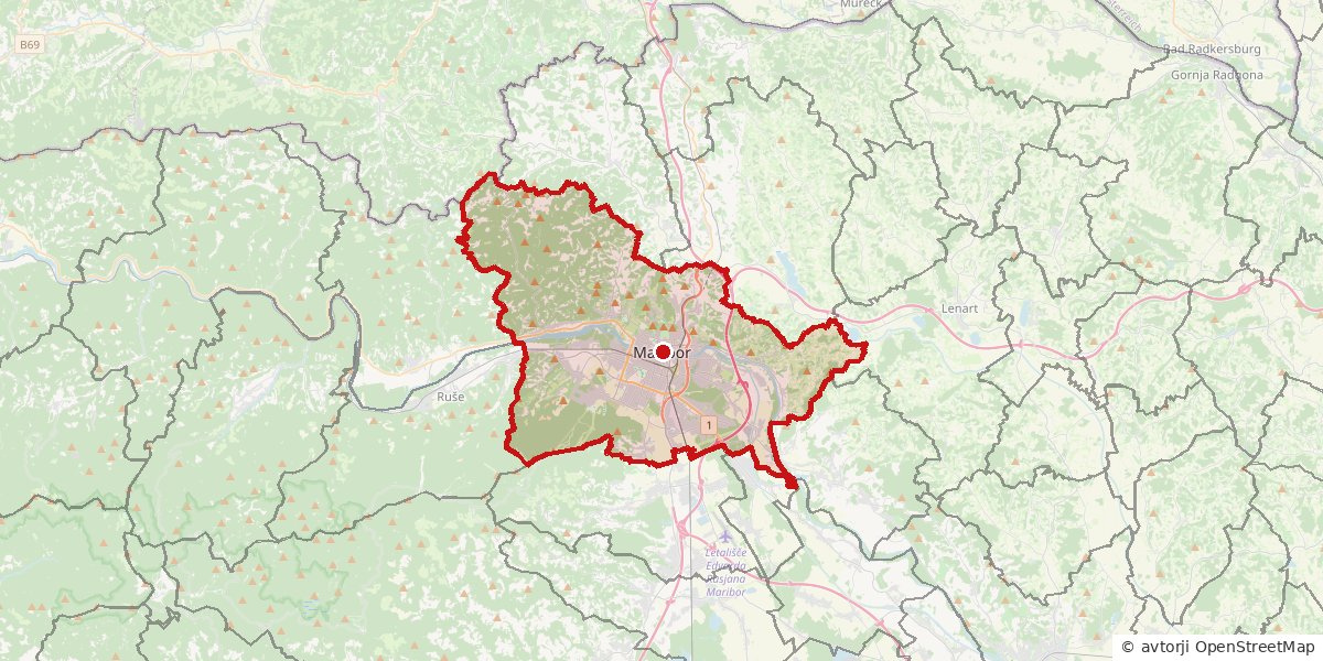 Občina Maribor Zemljevid: občina Maribor z obrisom meje