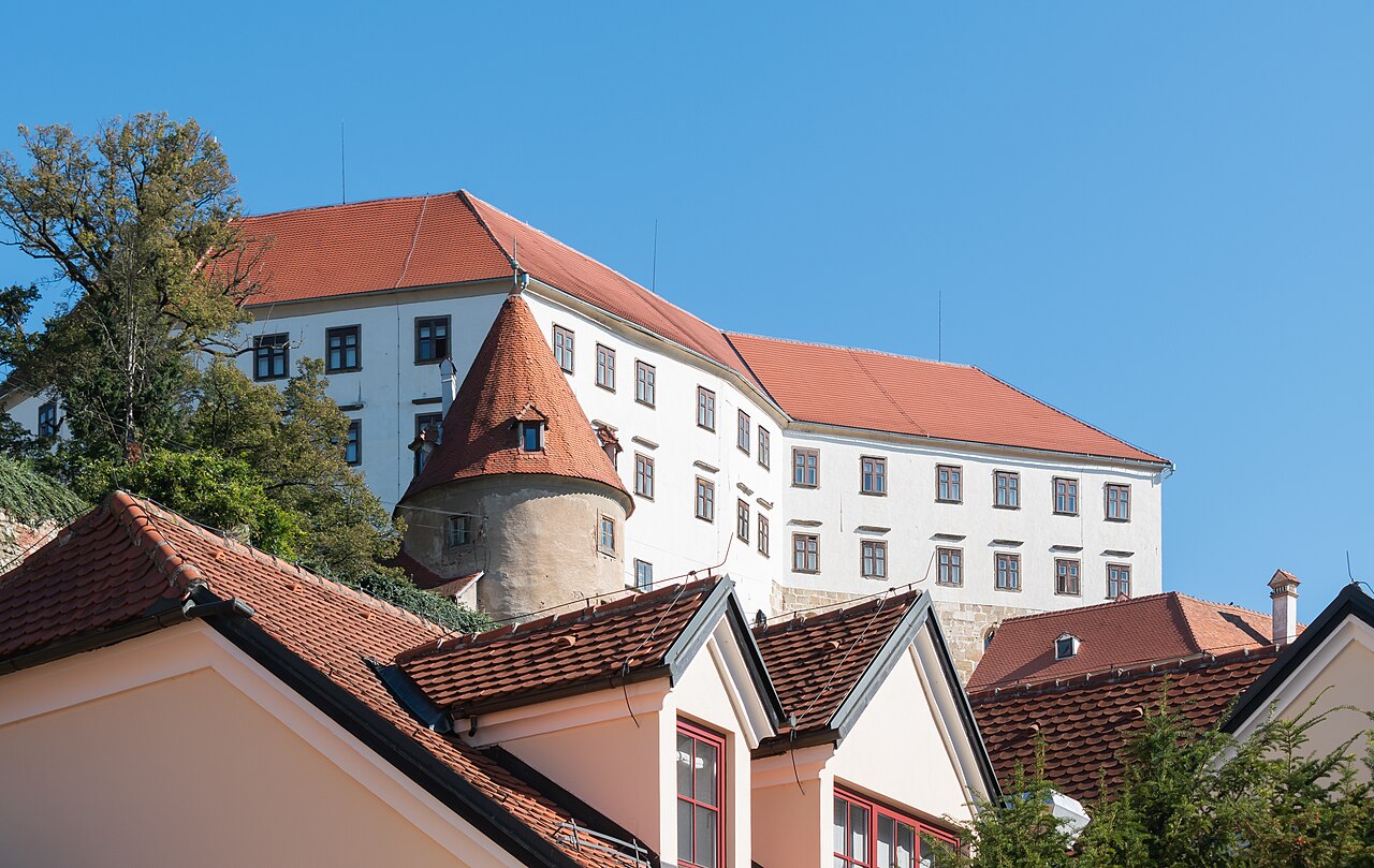 Ptujski grad na hribu nad mestom