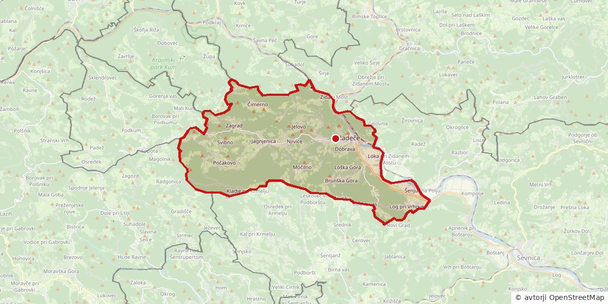 Občina Radeče Zemljevid: občina Radeče z obrisom meje
