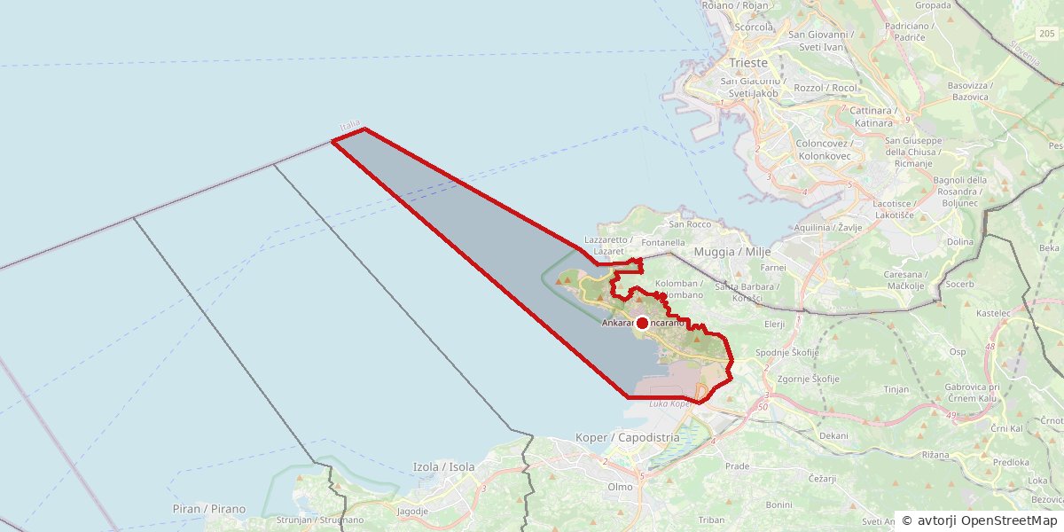Občina Ankaran Zemljevid: občina Ankaran z obrisom meje