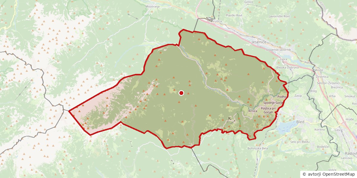 Občina Gorje Zemljevid: občina Gorje z obrisom meje